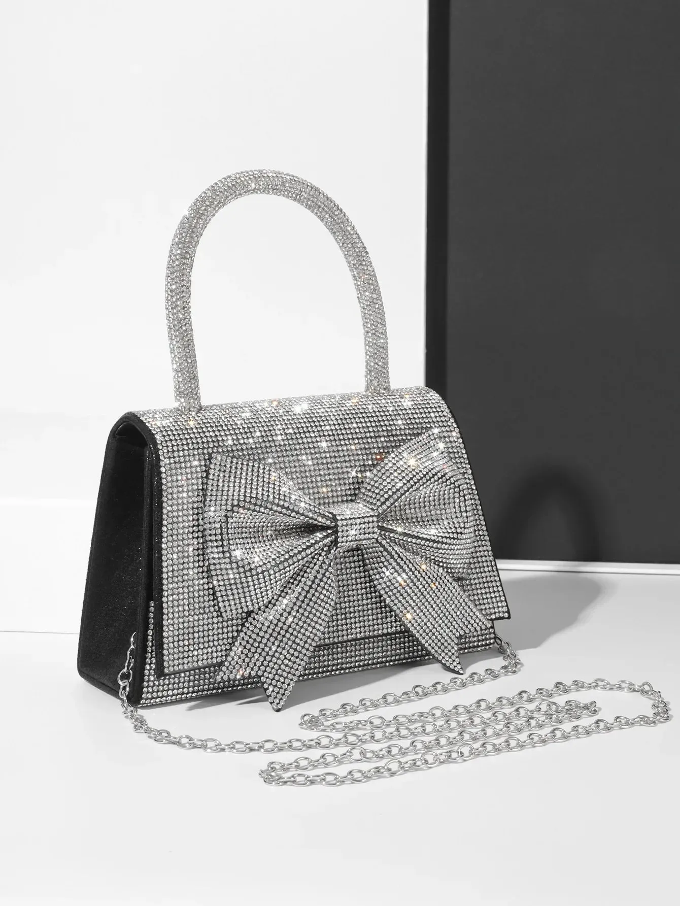 Gimme- the Gift Wrap Inspired Bow Trimmed Rhinestone Handbag 3 Colors