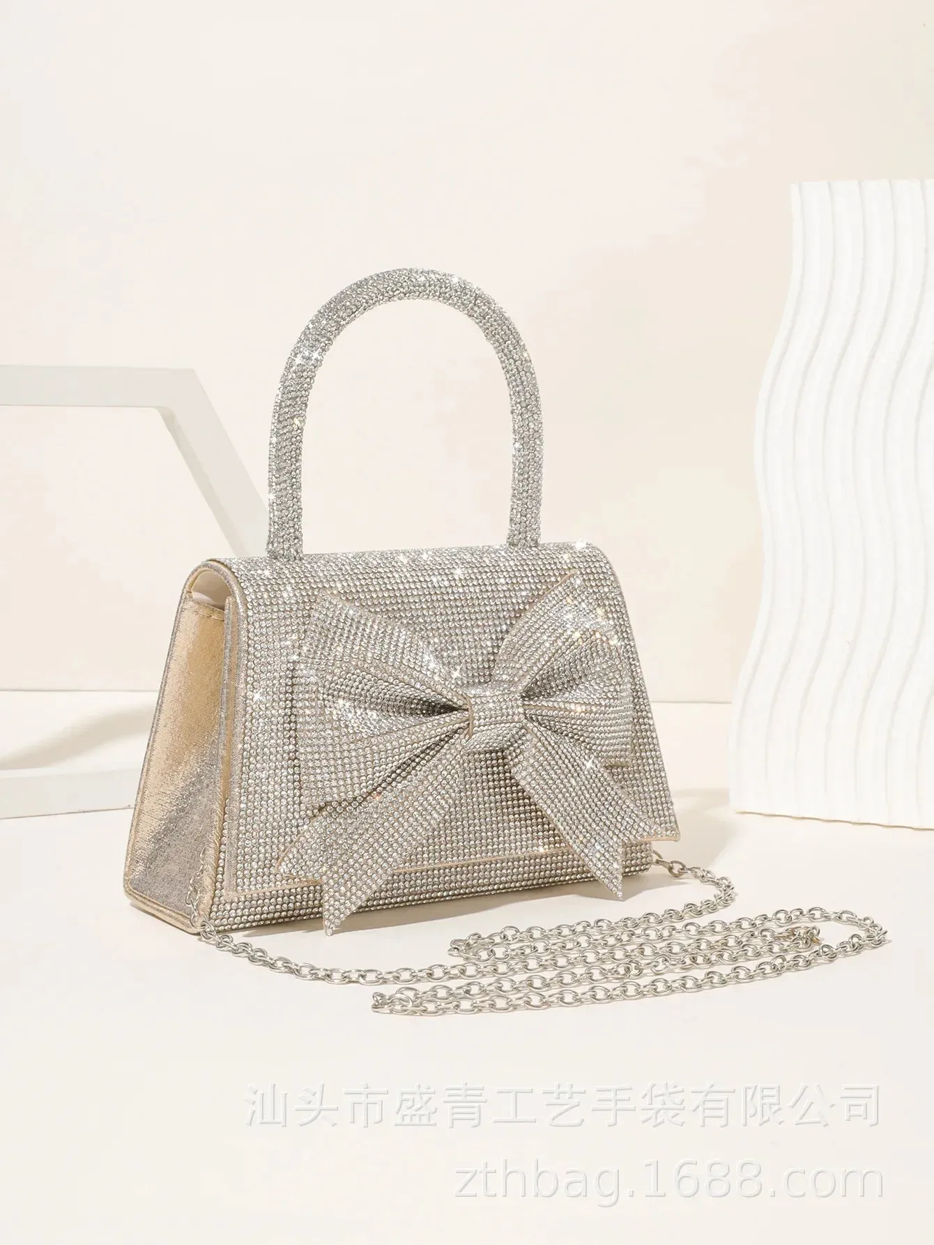 Gimme- the Gift Wrap Inspired Bow Trimmed Rhinestone Handbag 3 Colors