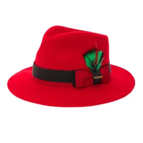 Grayson Fedora Crushable 100 % Australian Wool Traveler Two Tone Red And Black Bottom Hat