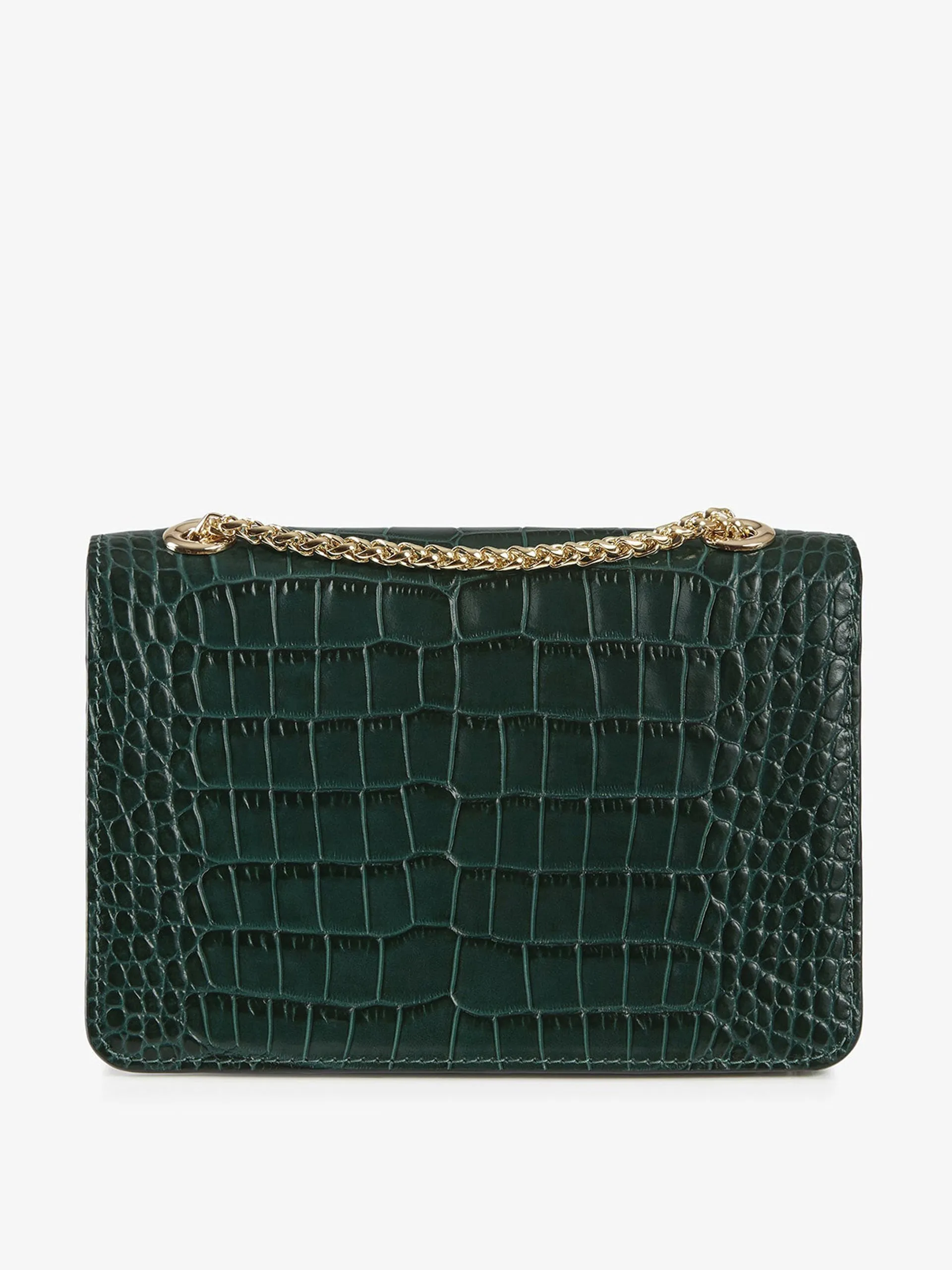 Green embossed croc effect East/West Mini shoulder bag