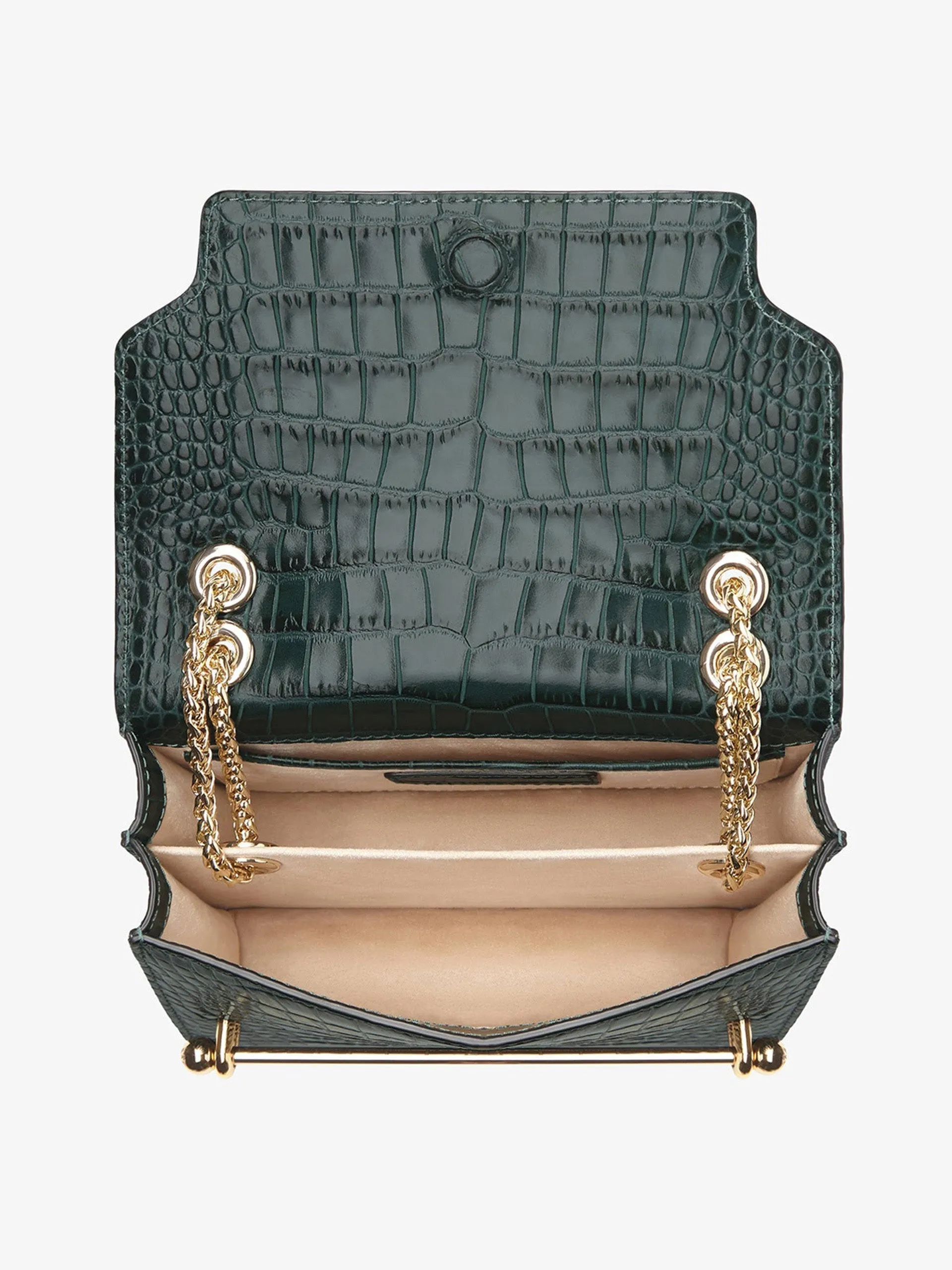 Green embossed croc effect East/West Mini shoulder bag