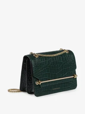 Green embossed croc effect East/West Mini shoulder bag