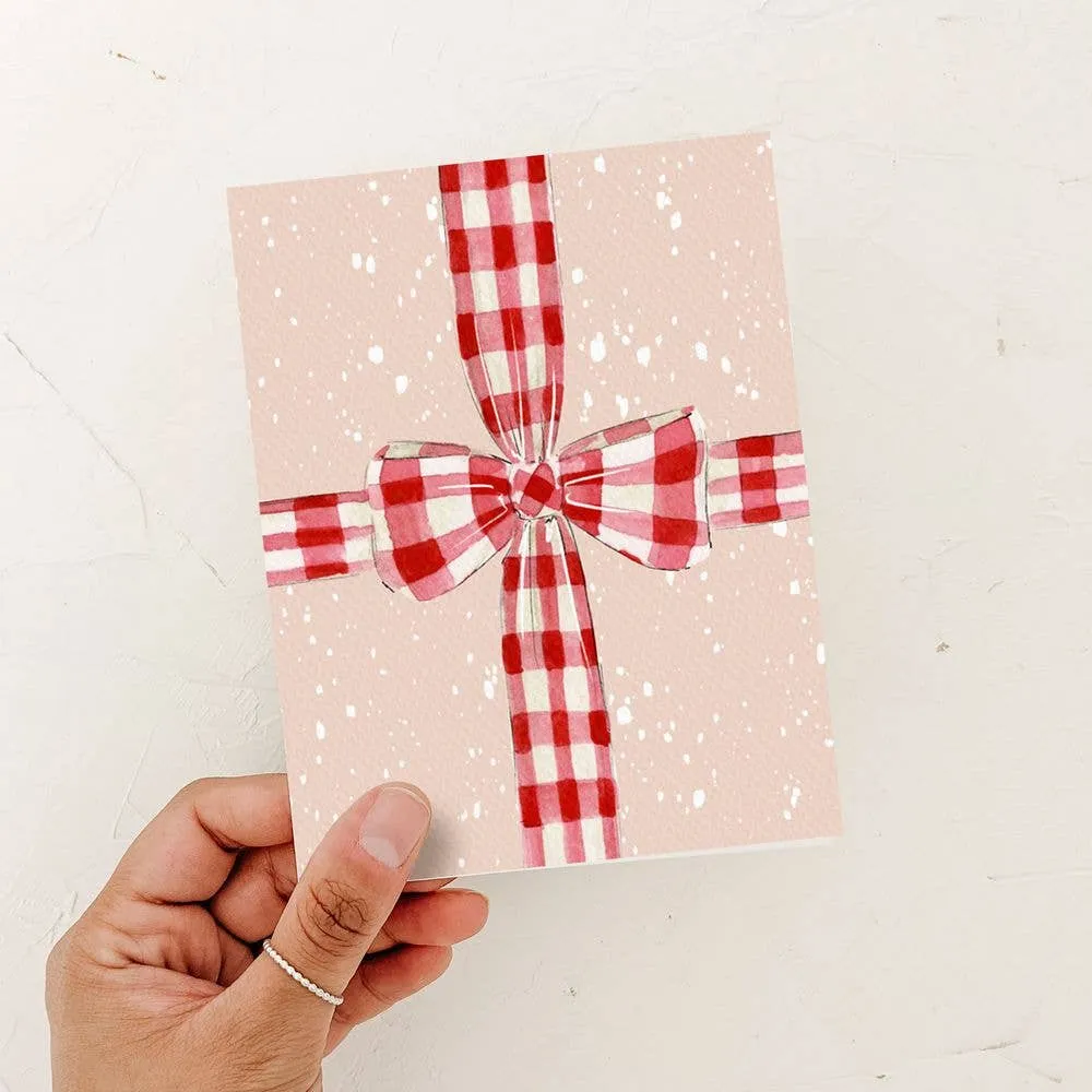 Greeting Card - Red Gingham Bow