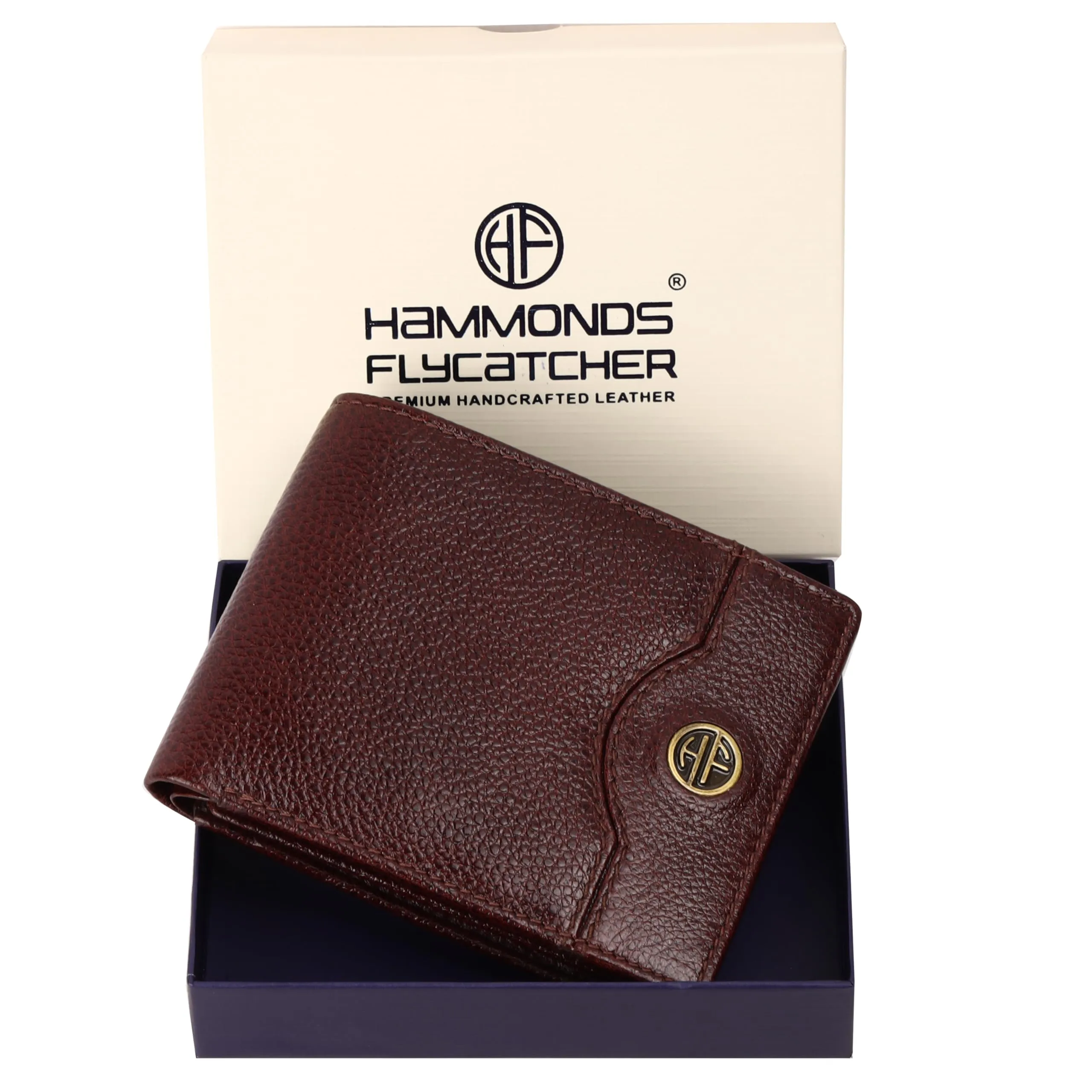 HAMMONDS FLYCATCHER Genuine Leather Wallet for Men, RFID Protected Leather Purse for Men, Money Purse for Men, Bi-Fold Wallet, 6 Card Slots, 1 ID Slots, Coin Pocket, Hidden Pockets - Brown