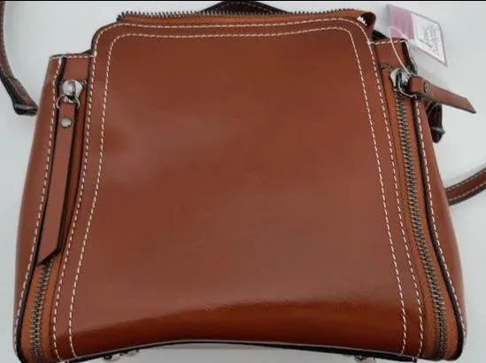 Hand Bag Faux Leather Brown -8x8x5" 446118c