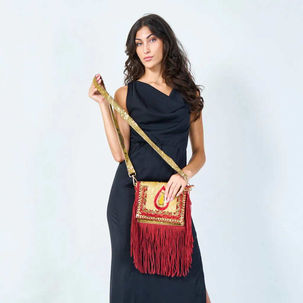 Handcrafted fringe crossbody bag wholesale