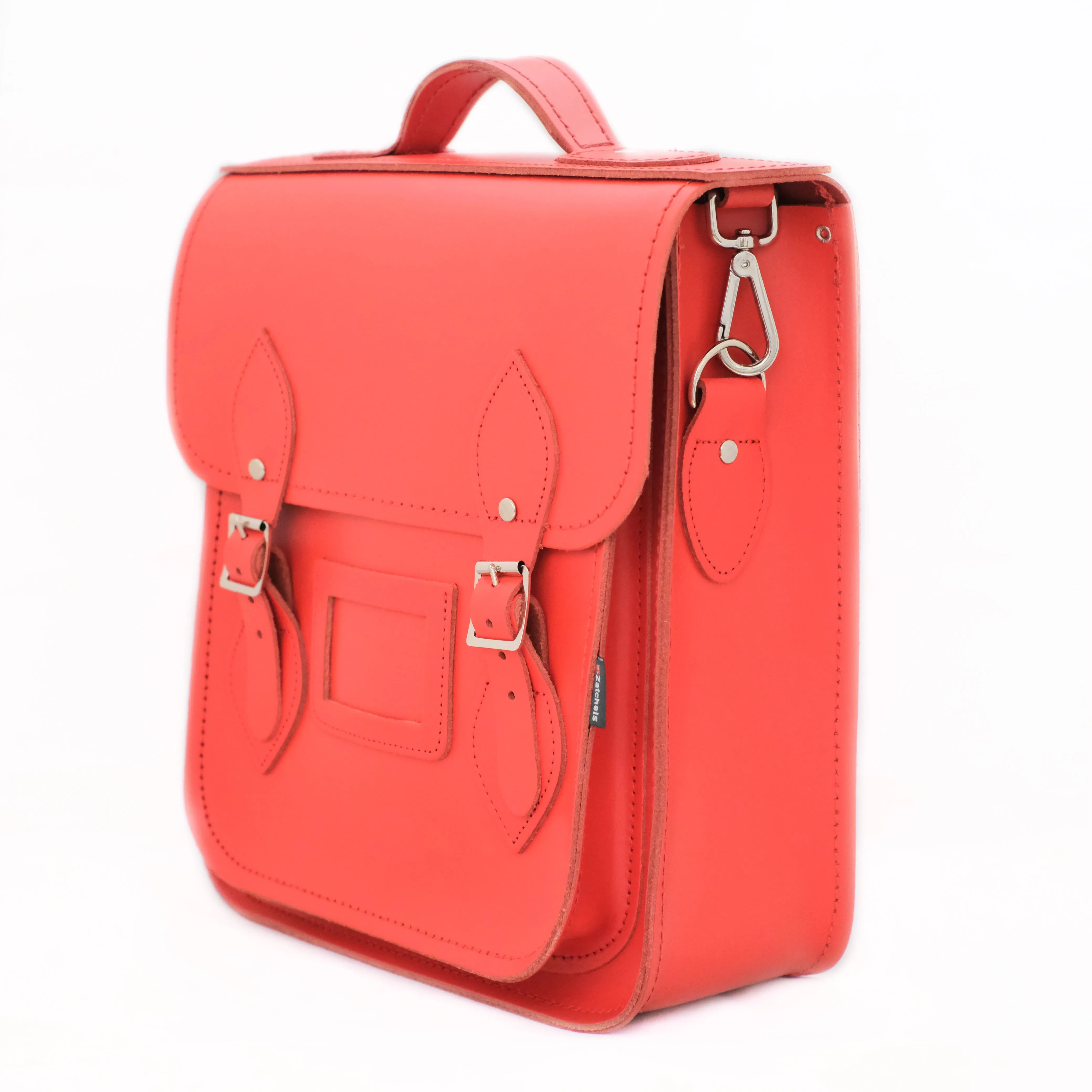 Handmade Leather City Backpack - Pillar Box Red