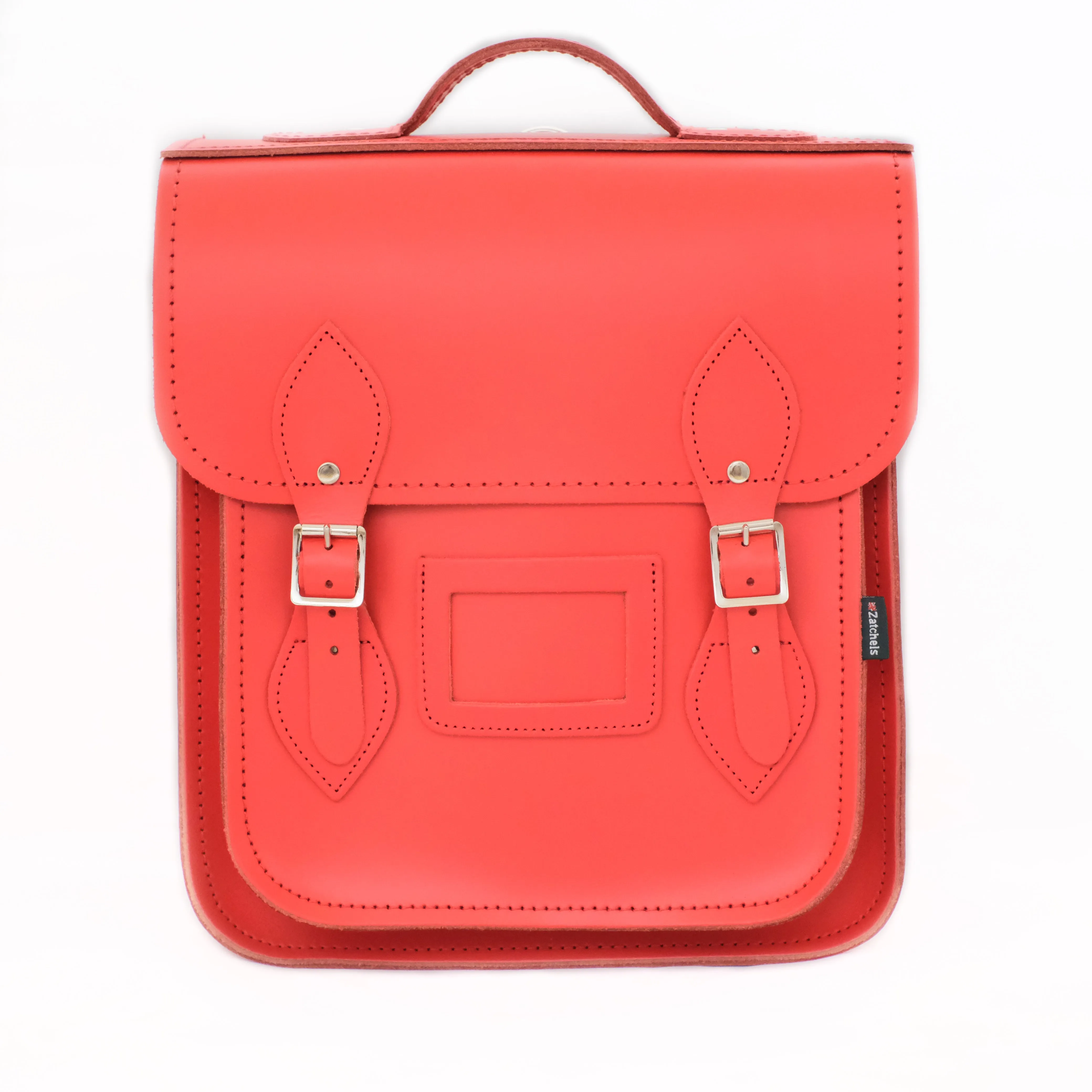 Handmade Leather City Backpack - Pillar Box Red