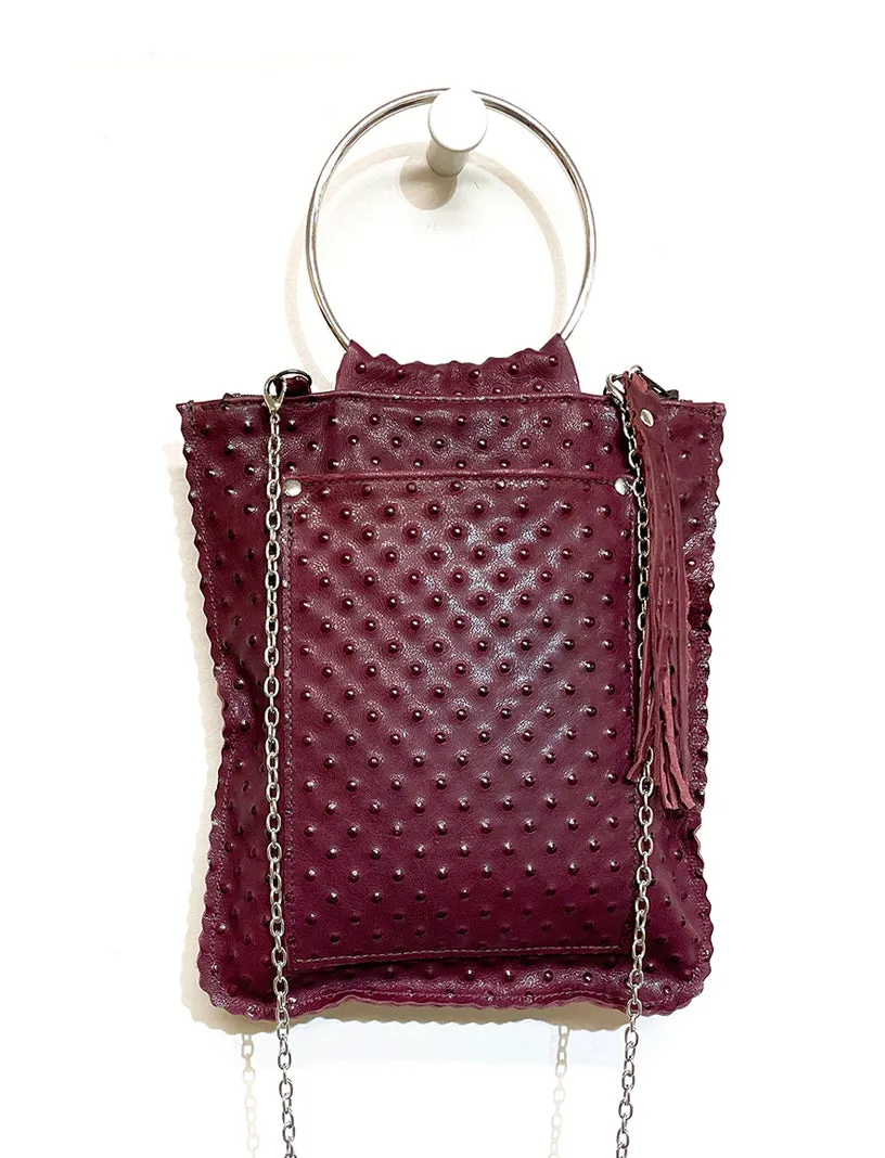 Hanna Burgundy Dot Cross Body