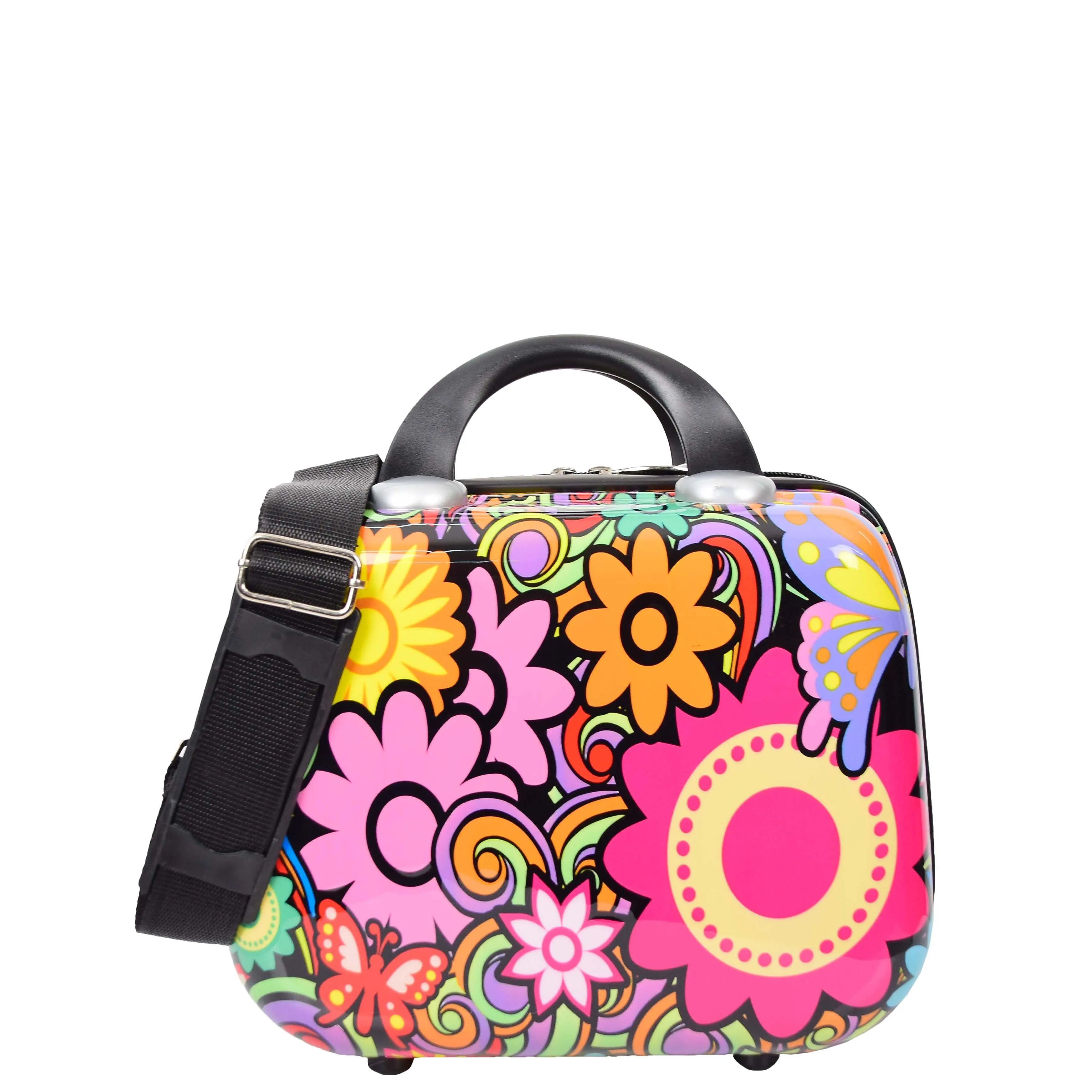 Hard Luggage Beauty Cosmetic Case Organiser Bag Flower Print