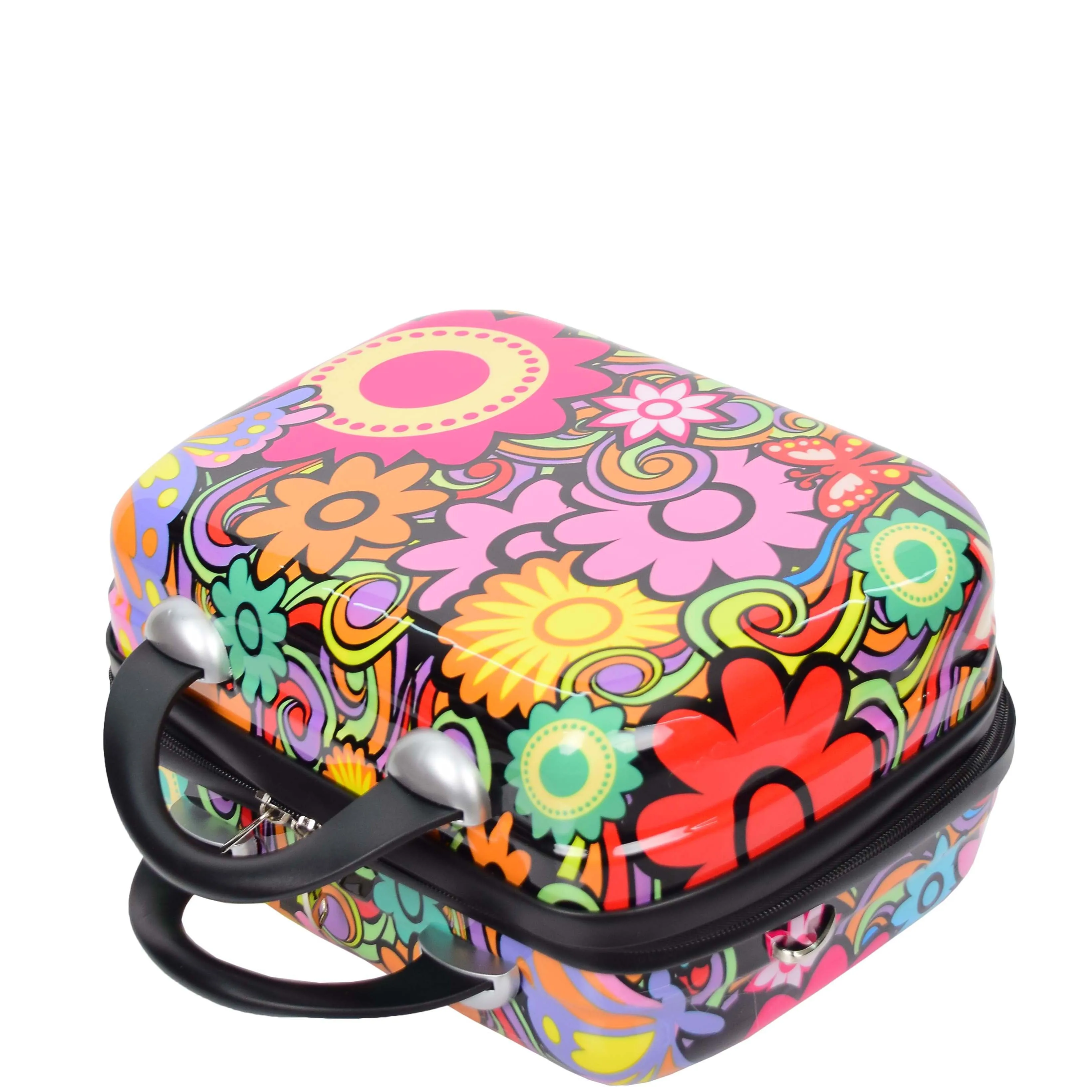 Hard Luggage Beauty Cosmetic Case Organiser Bag Flower Print