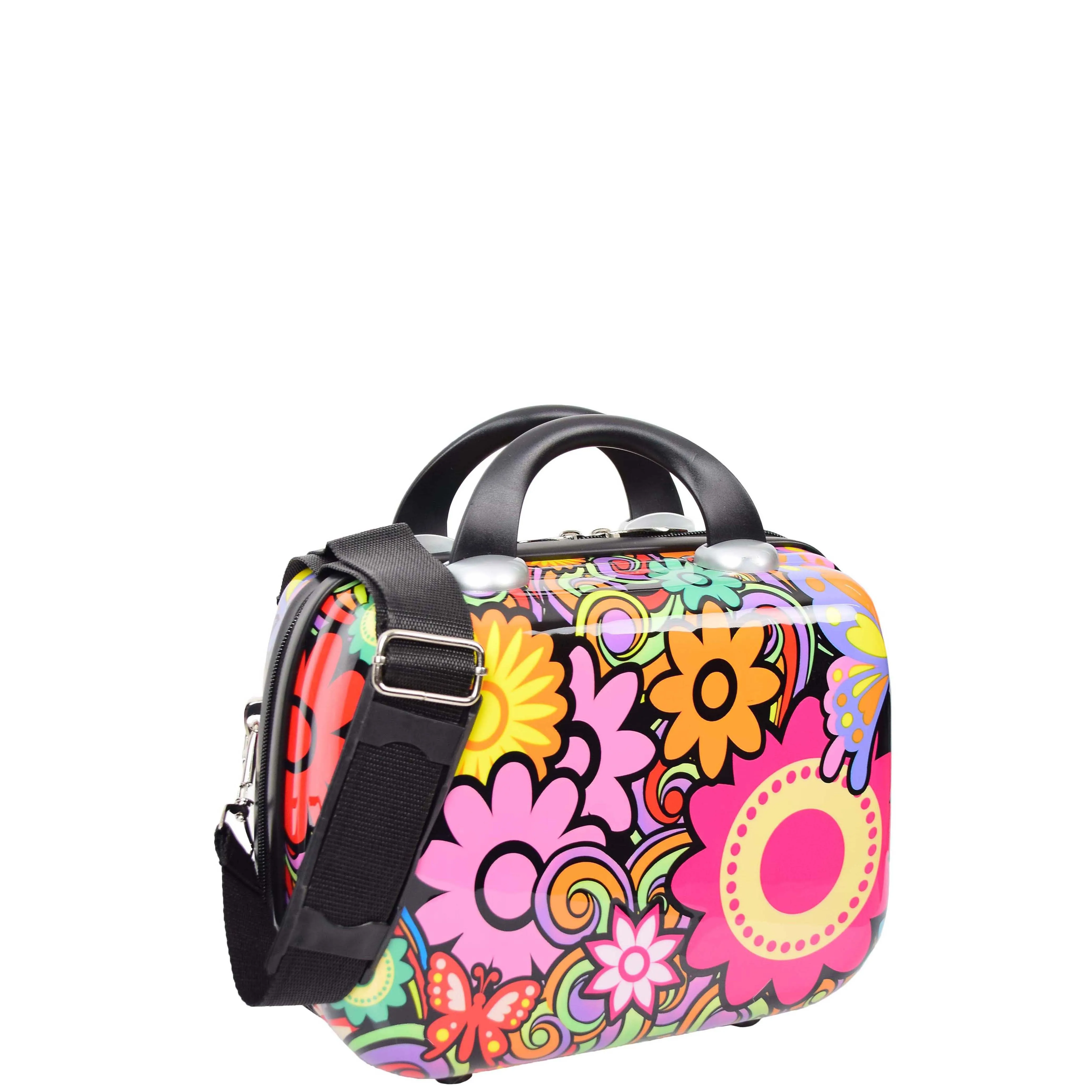 Hard Luggage Beauty Cosmetic Case Organiser Bag Flower Print