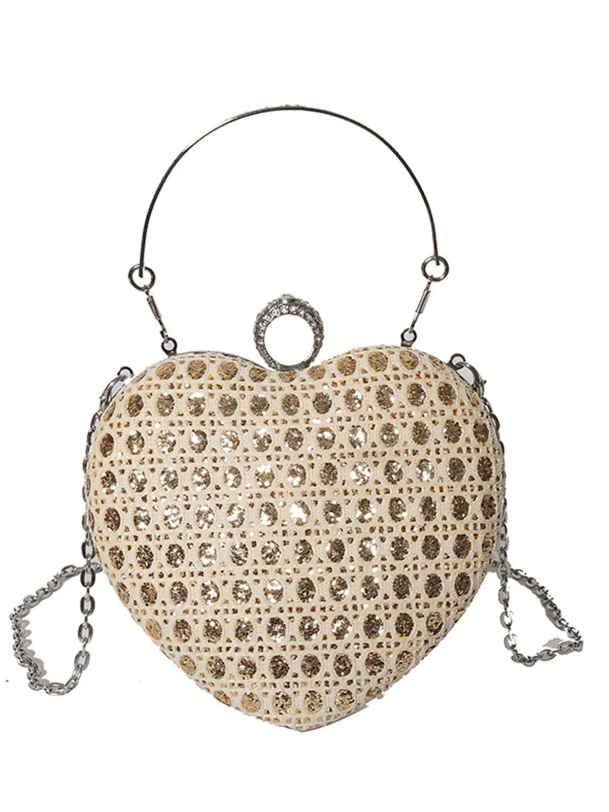 Heart Rhinestone Chain Evening Handbag