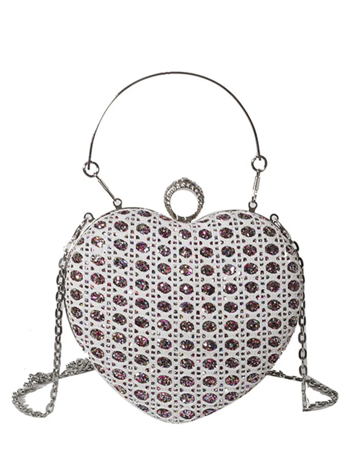 Heart Rhinestone Chain Evening Handbag