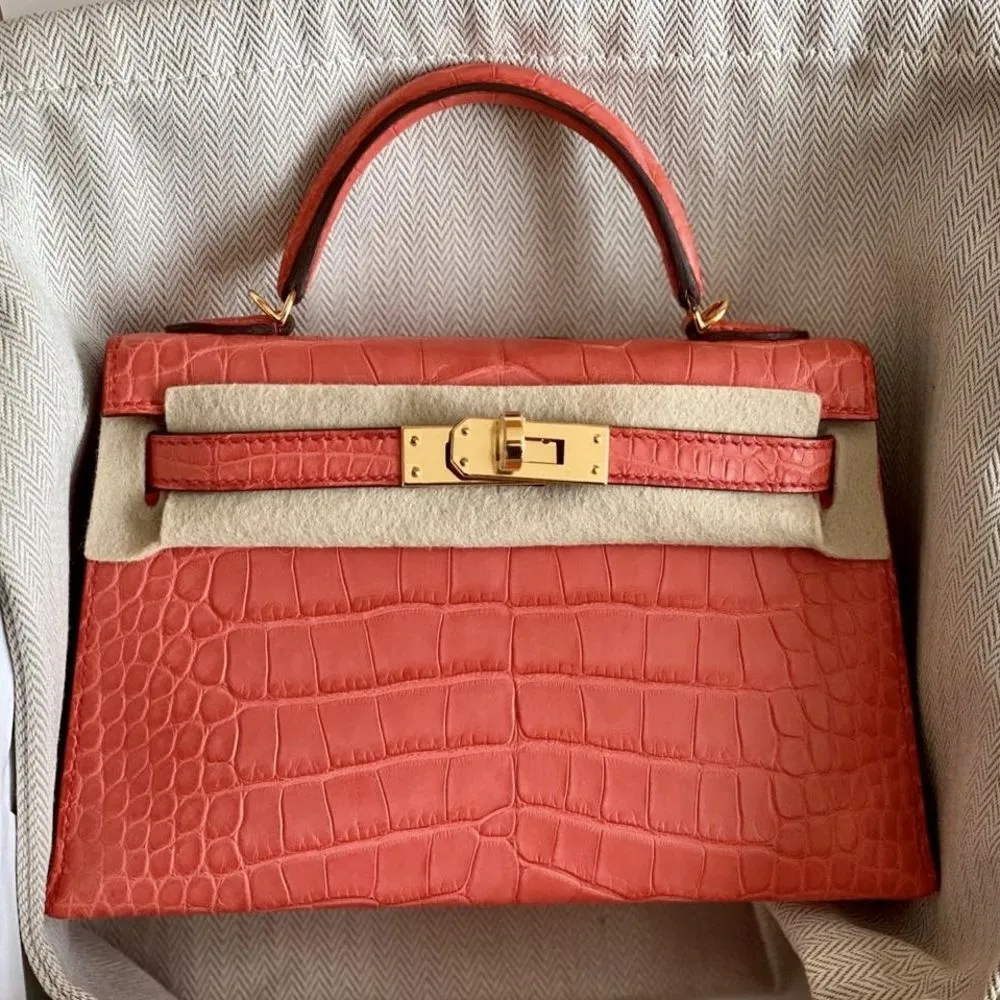 Hermès Kelly 20 Bougainvillier Sellier Alligator Mississippi Matte Gold Hardware GHW