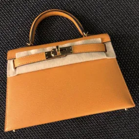 Hermès Kelly 20 Moutarde Sellier Chevre Mysore Gold Hardware GHW