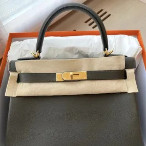 Hermès Kelly 28 Vert de Gris Evercolor Gold Hardware GHW