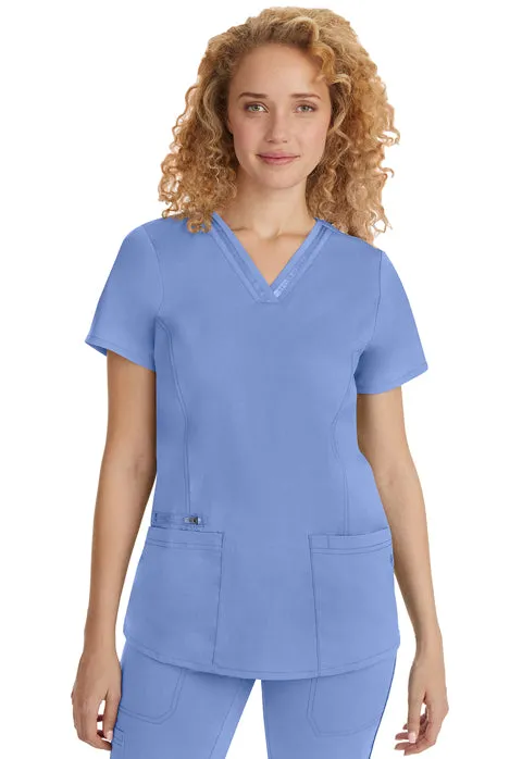 HH Purple Label Women's Jasmin Satin Ribbon V-Neck Scrub Top 2278