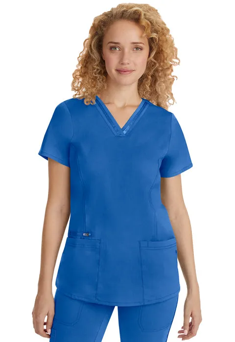 HH Purple Label Women's Jasmin Satin Ribbon V-Neck Scrub Top 2278