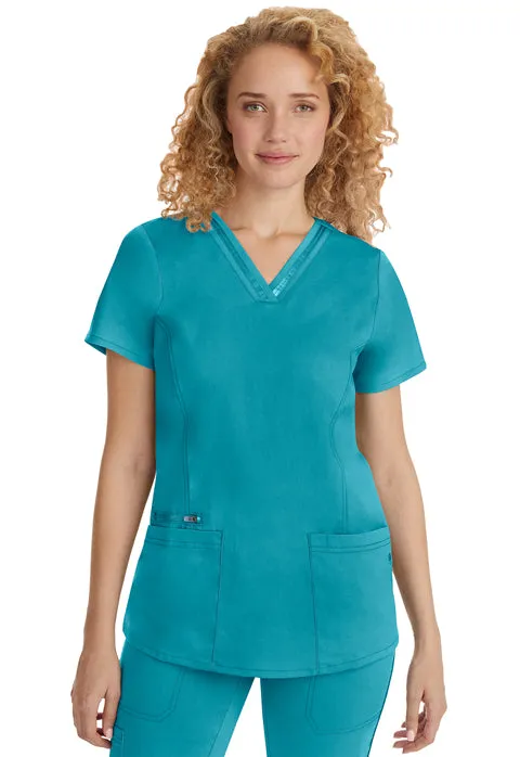 HH Purple Label Women's Jasmin Satin Ribbon V-Neck Scrub Top 2278