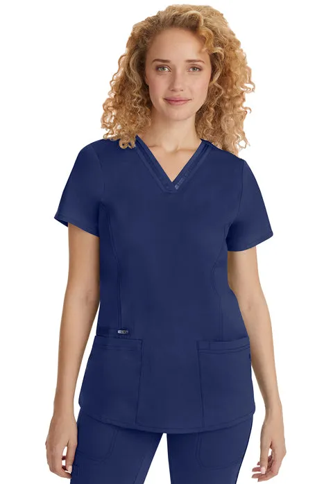 HH Purple Label Women's Jasmin Satin Ribbon V-Neck Scrub Top 2278