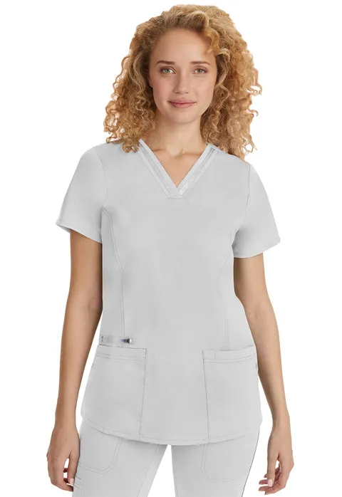 HH Purple Label Women's Jasmin Satin Ribbon V-Neck Scrub Top 2278