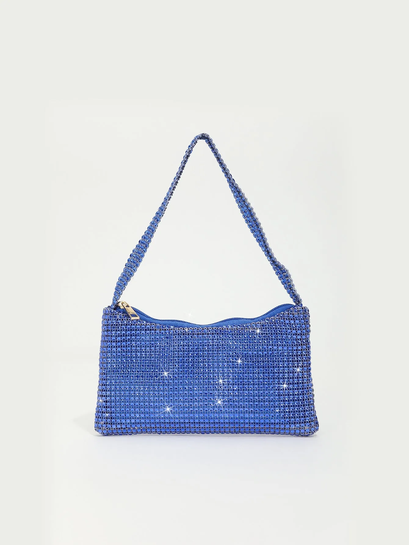 Imitation Mesh Rhinestone One Shoulder Evening  Bag