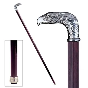 Italian Eagle Solid Hardwood Pewter Walking Stick Collectible Not Intended For Orthopedic use.