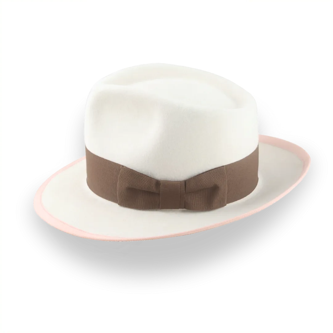 Ivory Teardrop Crown Fedora Hat in Plush Fur Felt | The Galante