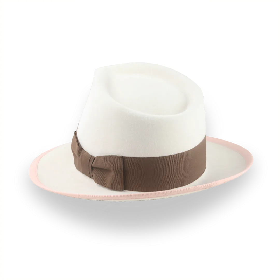 Ivory Teardrop Crown Fedora Hat in Plush Fur Felt | The Galante