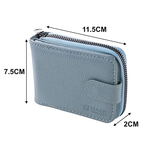 Kuber Industries Card Holder Wallet for Men Women|Debit Credit Card Holder|Wallet for Id, Visiting Card, Buisness Card|RFID Protected|Button & Zipper Closure Wallet|Blue (Pack of 5)