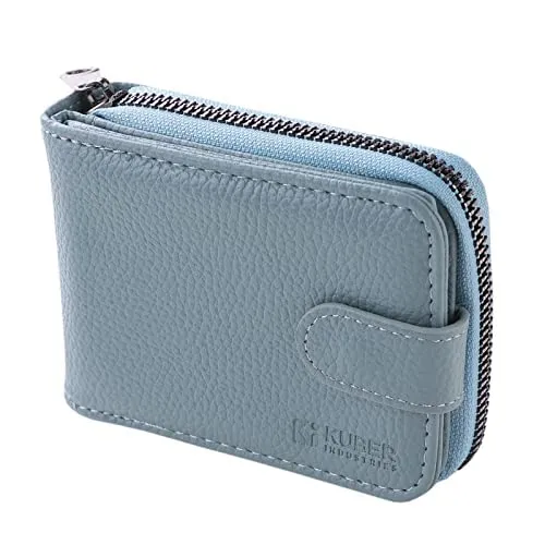 Kuber Industries Card Holder Wallet for Men Women|Debit Credit Card Holder|Wallet for Id, Visiting Card, Buisness Card|RFID Protected|Button & Zipper Closure Wallet|Blue (Pack of 5)