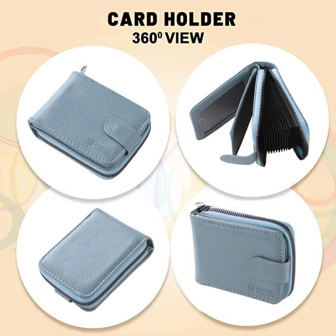 Kuber Industries Card Holder Wallet for Men Women|Debit Credit Card Holder|Wallet for Id, Visiting Card, Buisness Card|RFID Protected|Button & Zipper Closure Wallet|Blue (Pack of 5)