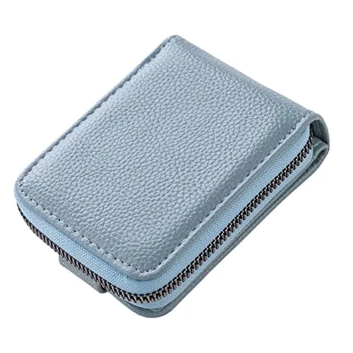 Kuber Industries Card Holder Wallet for Men Women|Debit Credit Card Holder|Wallet for Id, Visiting Card, Buisness Card|RFID Protected|Button & Zipper Closure Wallet|Blue (Pack of 5)