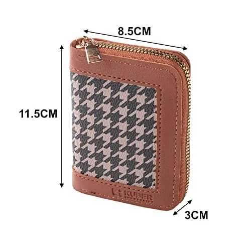 Kuber Industries Card Holder Wallet for Men Women|Debit Credit Card Holder|Wallet for Id, Visiting Card, Buisness Card|Zipper Closure Wallet|Brown (Pack of 2)