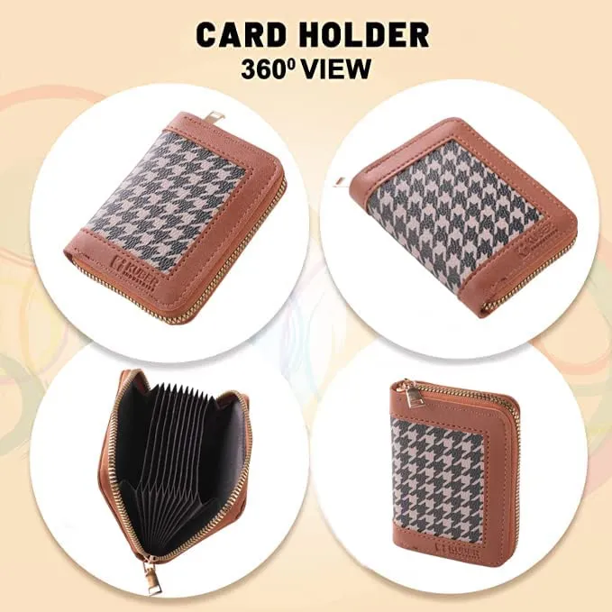 Kuber Industries Card Holder Wallet for Men Women|Debit Credit Card Holder|Wallet for Id, Visiting Card, Buisness Card|Zipper Closure Wallet|Brown (Pack of 2)