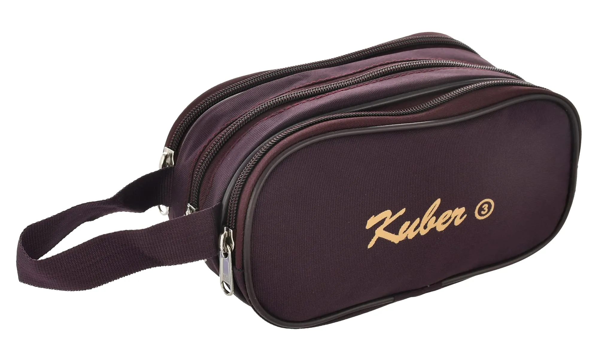 Kuber Industries Toilerty Bag, Shaving Kit, Cosmetic Bag for Travel Accessories with 3 Zipper Comparments & Carrying Strip- Pack of 2 (Maroon)-HS43KUBMART26617