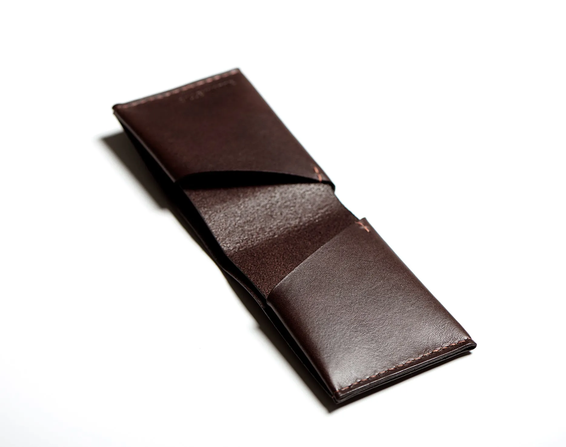 Leather bifold wallet: BECH (dark brown)