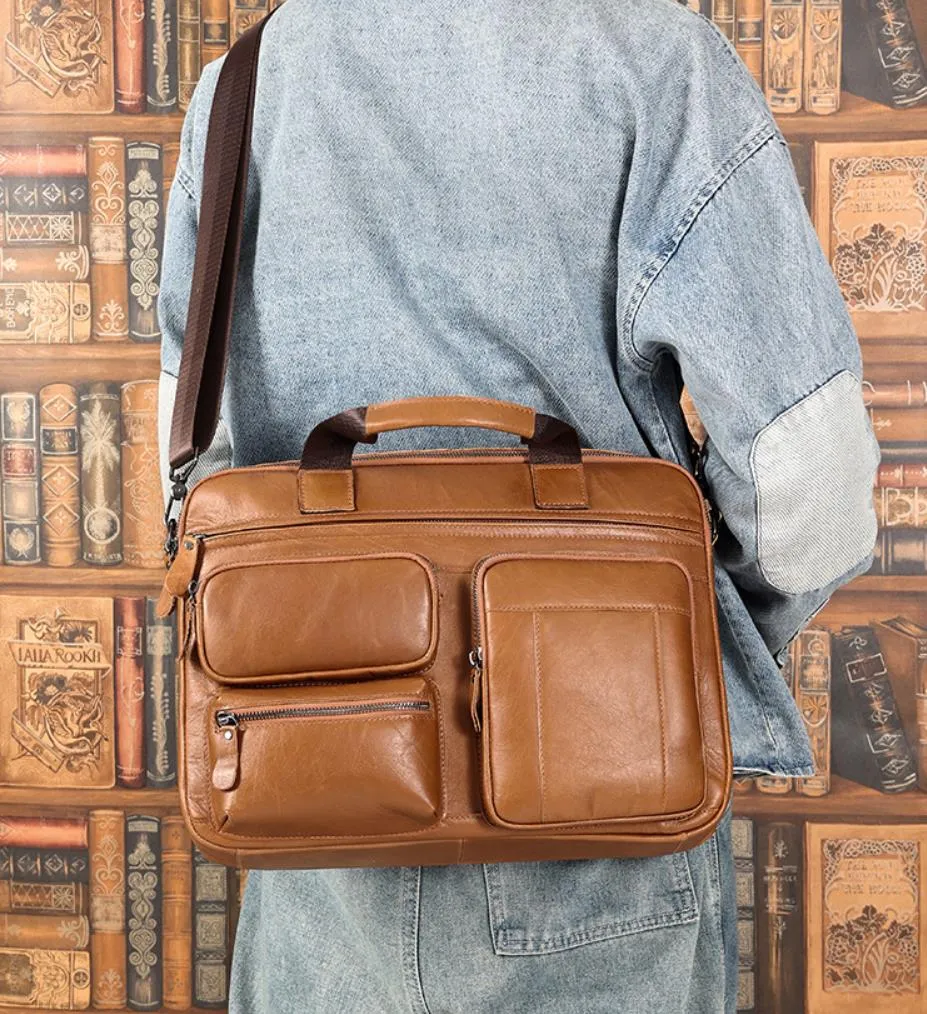 Leather Briefcase men's leather business Laptop bag, Handbag Shoulder Bag, Messenger Bag Leather Men's bag 2121