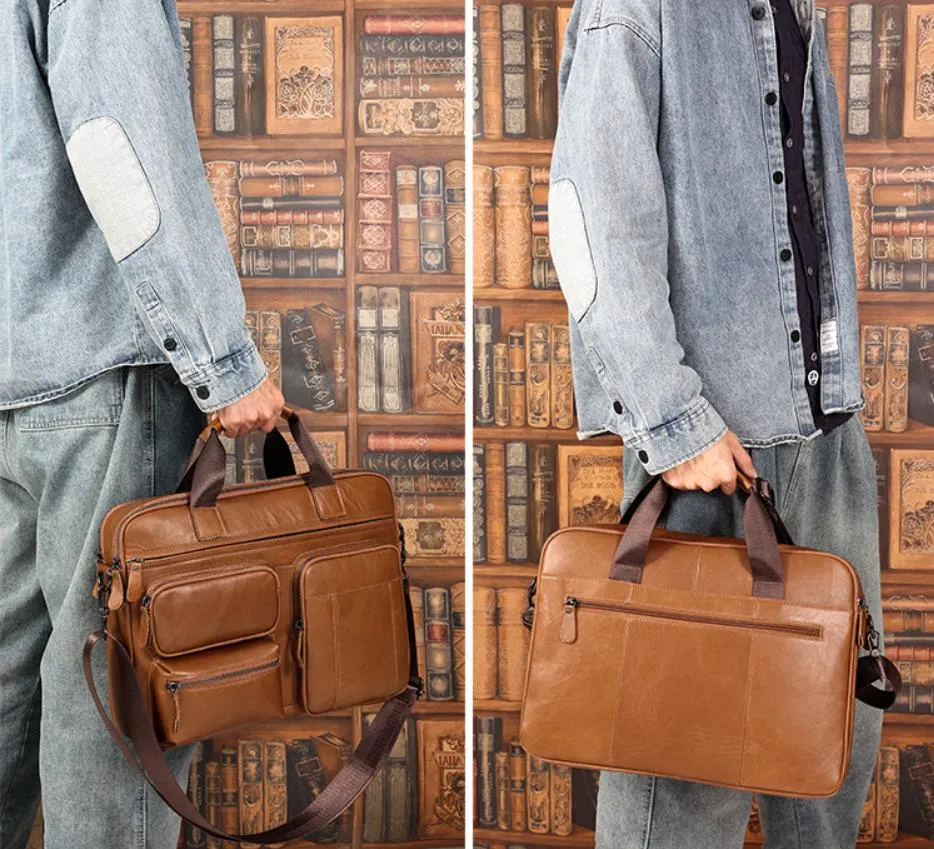 Leather Briefcase men's leather business Laptop bag, Handbag Shoulder Bag, Messenger Bag Leather Men's bag 2121