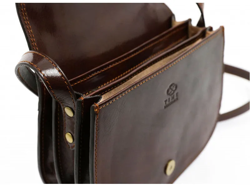 Leather Crossbody Bag - Dark Brown