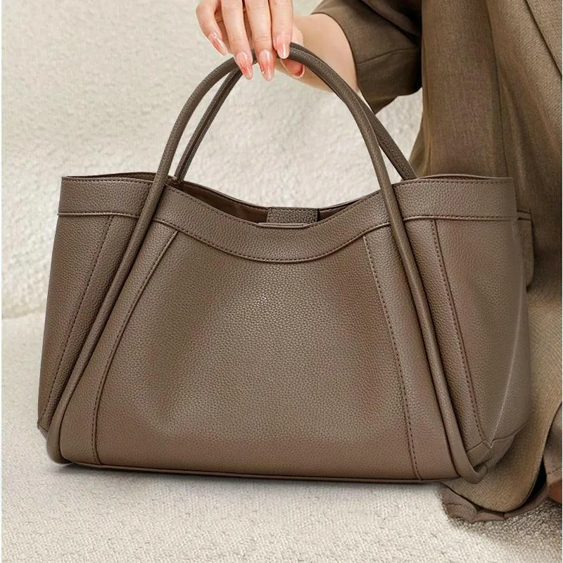 Leather Fashion Tote with Zipper Closure