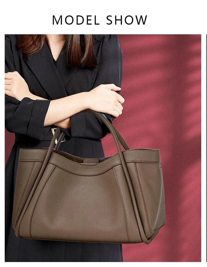 Leather Fashion Tote with Zipper Closure