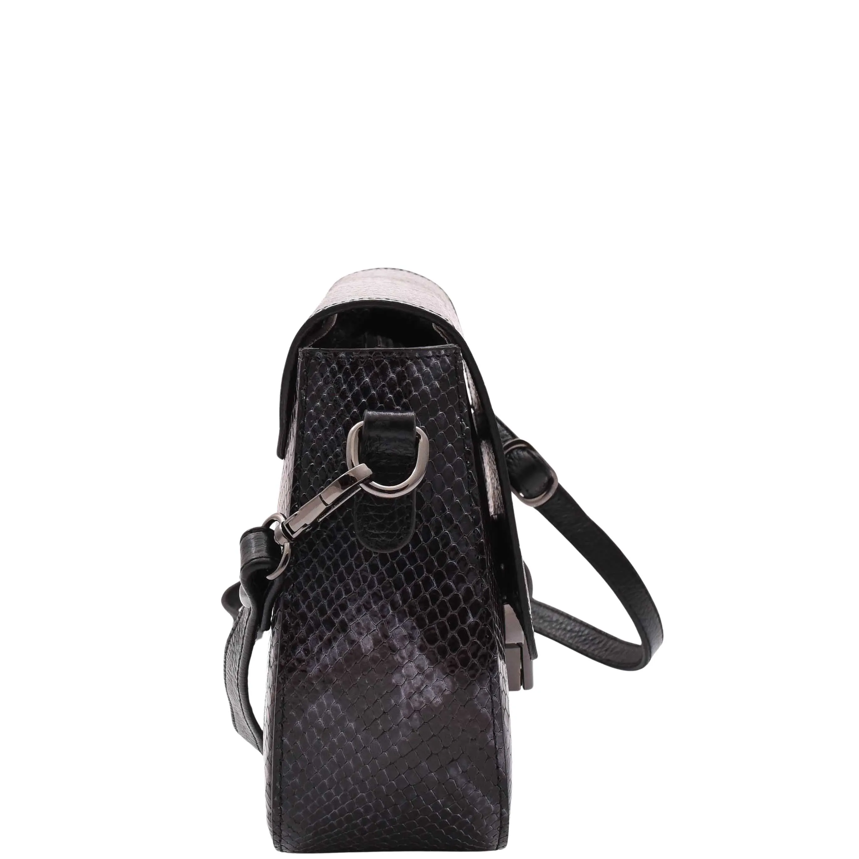 Leather Small Size Cross Body Bag for Women Snake Print Zora Navy