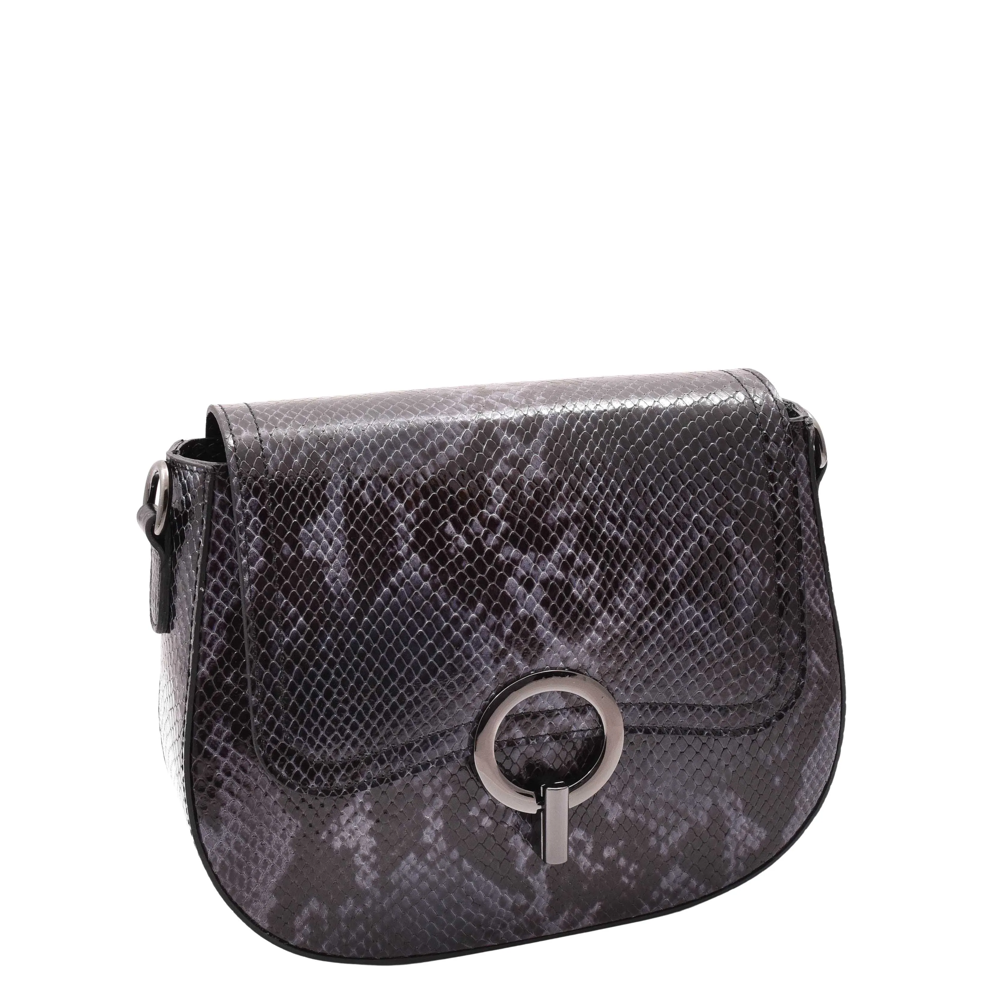 Leather Small Size Cross Body Bag for Women Snake Print Zora Navy