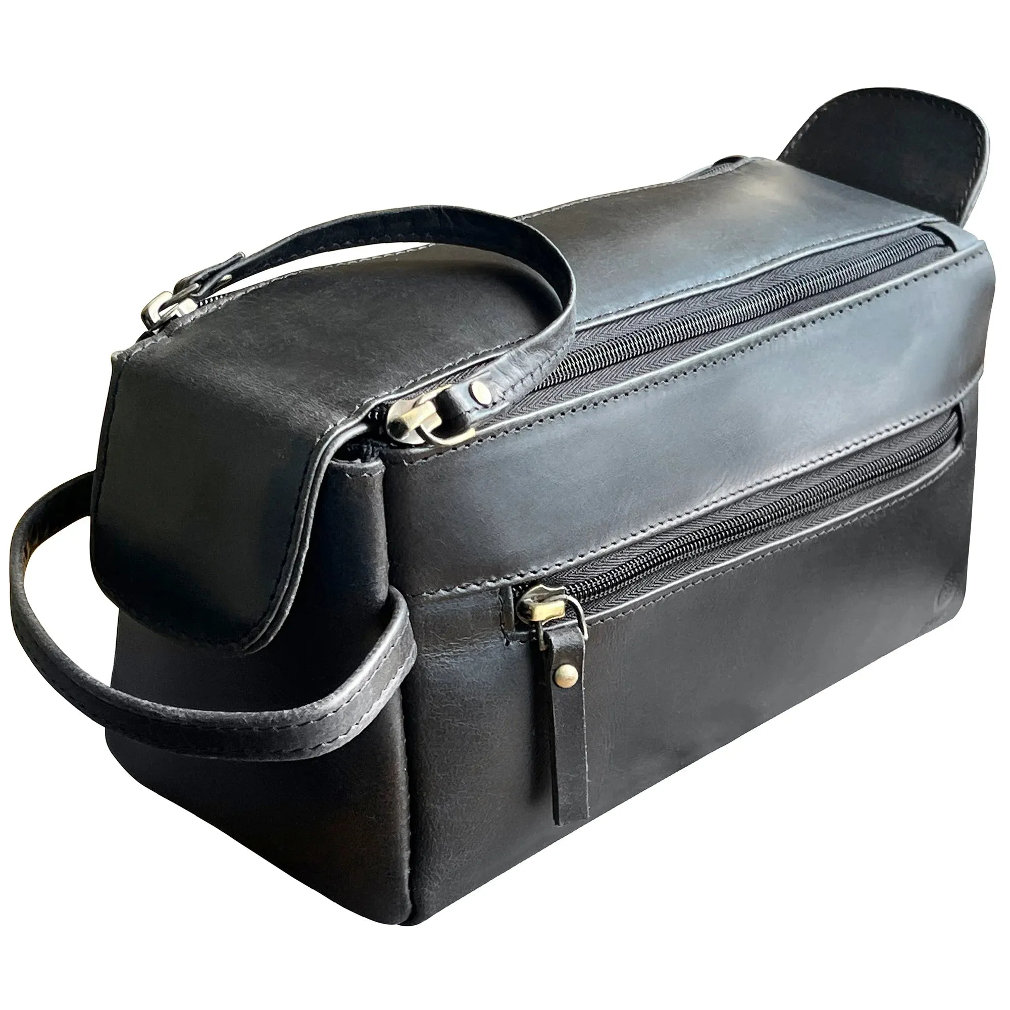 Leather Toiletry Bag for Men (Black)