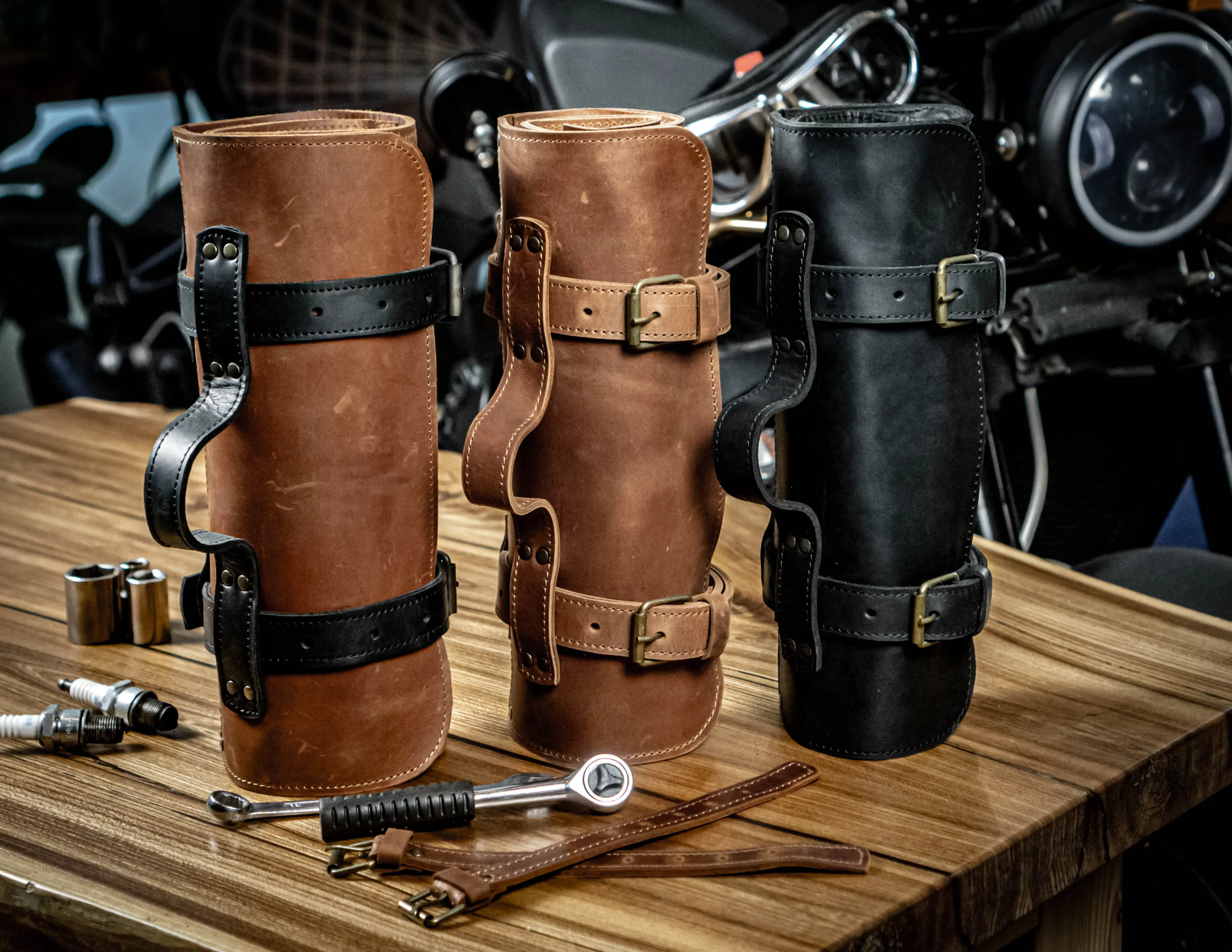 Leather Tool roll | Motorcycle tool roll up | Wrench roll bag