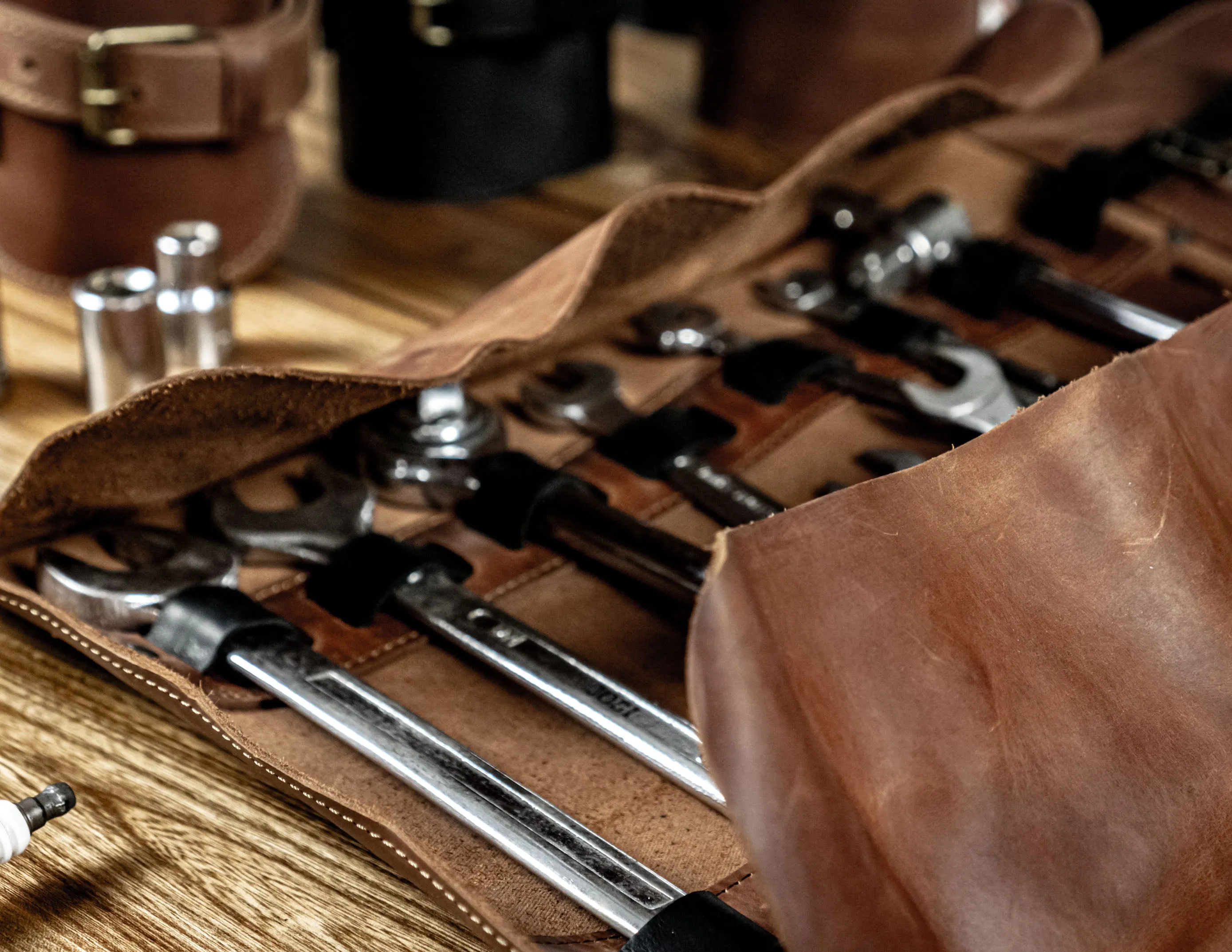 Leather Tool roll | Motorcycle tool roll up | Wrench roll bag