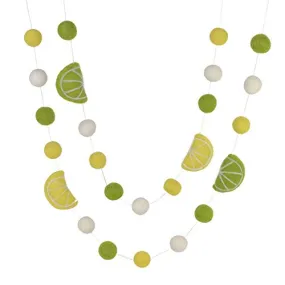 Lemon & Lime Felt Ball Garland- Yellow, Green, White