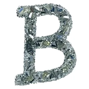 Letter B White Sparkling Rhinestone Patch